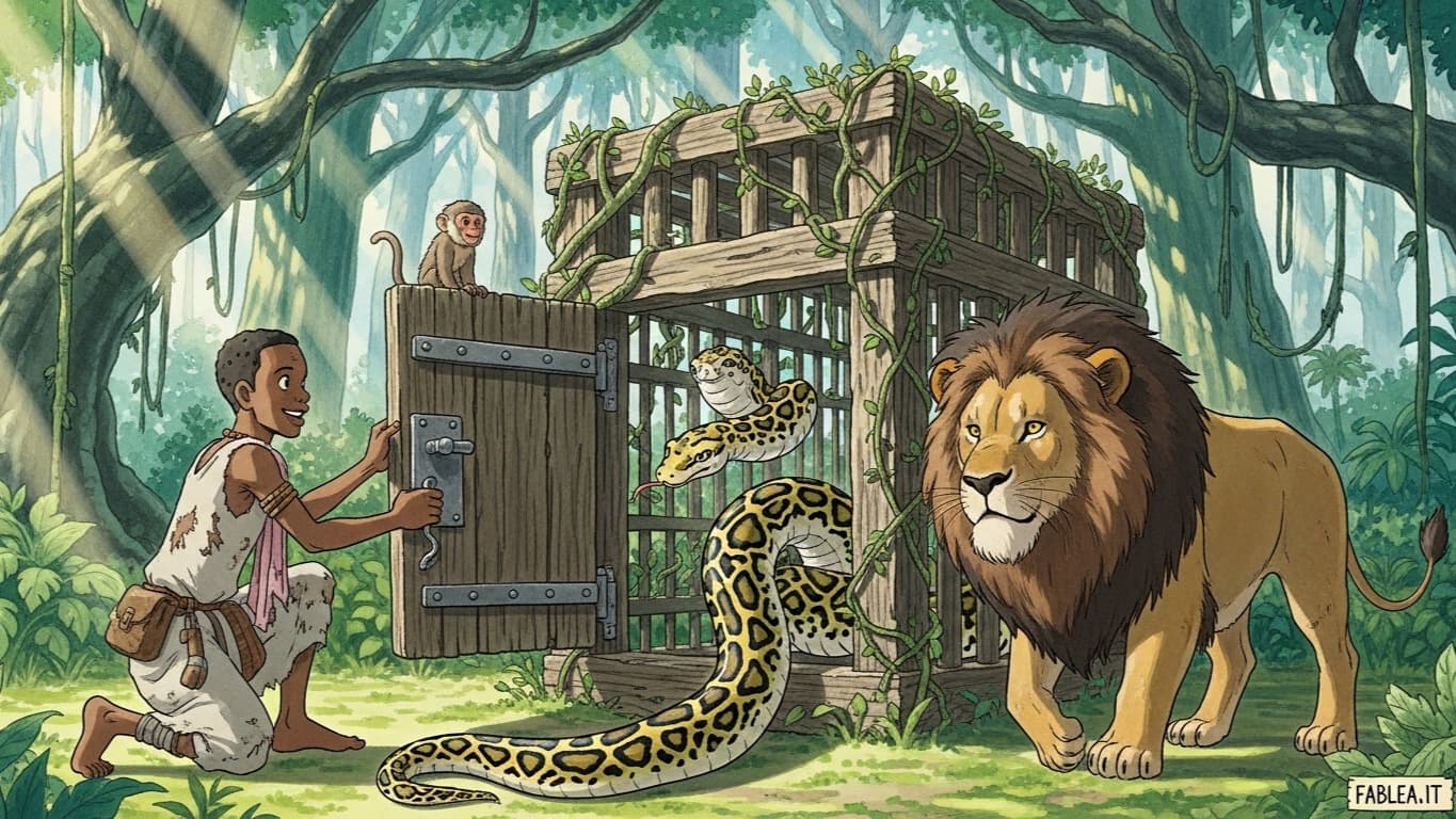 La scimmia, il serpente e il leone