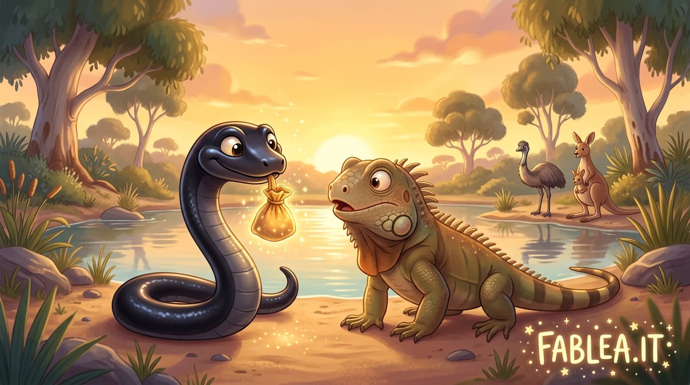 Mungoongarlee l'Iguana e Ouyouboolooey il Serpente Nero