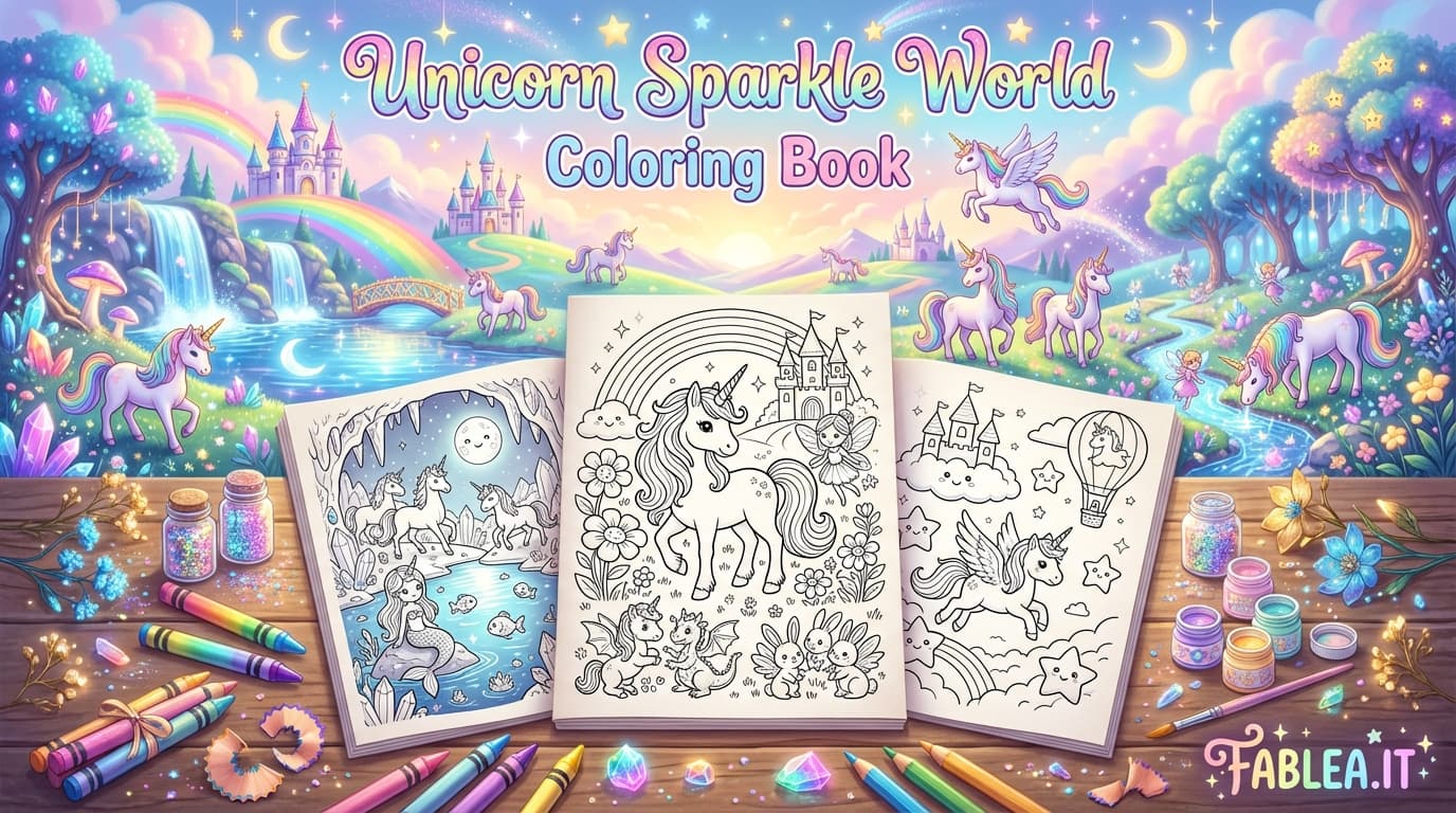 Libro da Colorare Mondo Scintillante degli Unicorni per Bambini